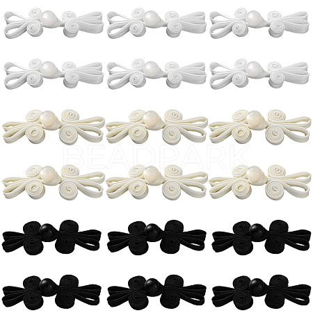 30Pcs 3 Colors Handmade Chinese Frog Knot Buttons Sets AJEW-CY0001-49-1