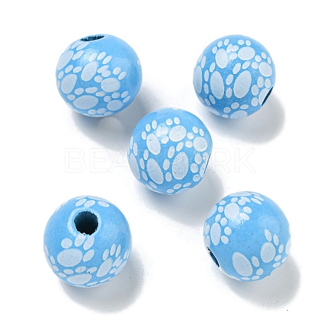 Printed Wood European Beads WOOD-G022-09I-1