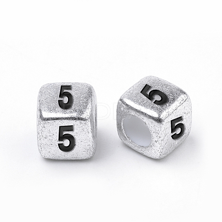Antique Silver Plated Acrylic Beads PB43C9308-5-1