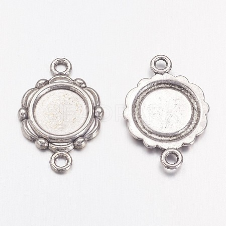Tibetan Style Link Cabochon Bezel Settings TIBEP-0578-S-FF-1