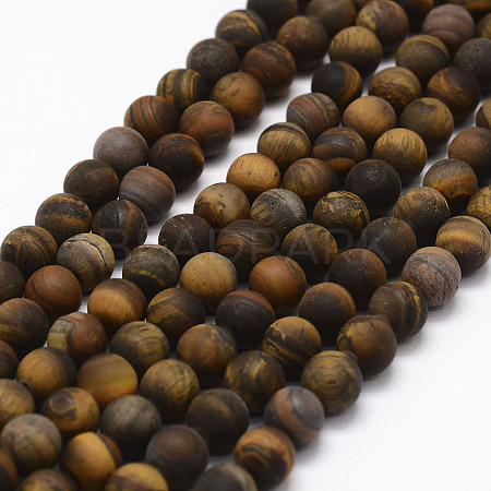 Frosted Natural Tiger Eye Beads Strands X-G-F364-18-8mm-1