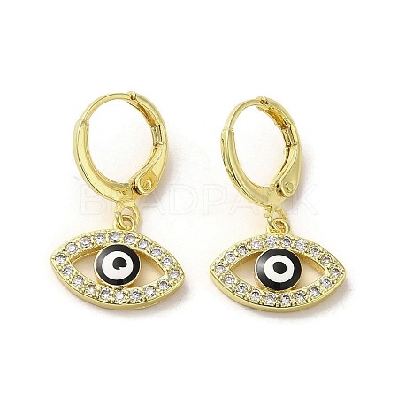 Horse Eye Real 18K Gold Plated Brass Dangle Leverback Earrings EJEW-Q797-23G-02-1
