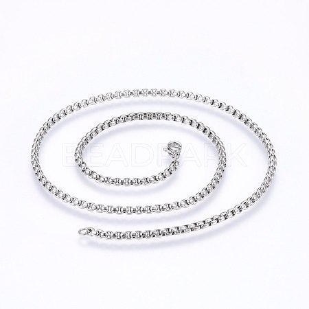 Non-Tarnish 304 Stainless Steel Box Chain Necklaces NJEW-F227-09P-10-1