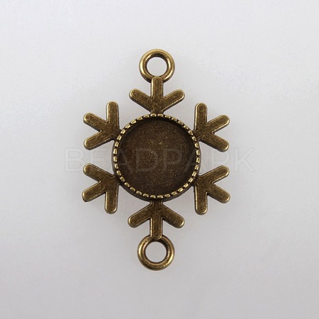Christmas Ornaments Alloy Snowflake Connector Cabochon Bezel Settings TIBE-M016-07AB-NF-1