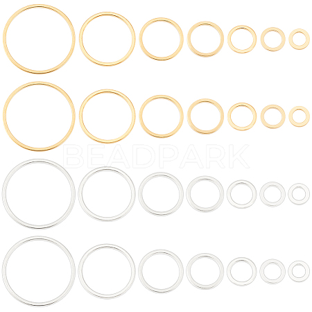 BENECREAT 28Pcs 14 Style Brass Linking Rings KK-BC0009-47-1