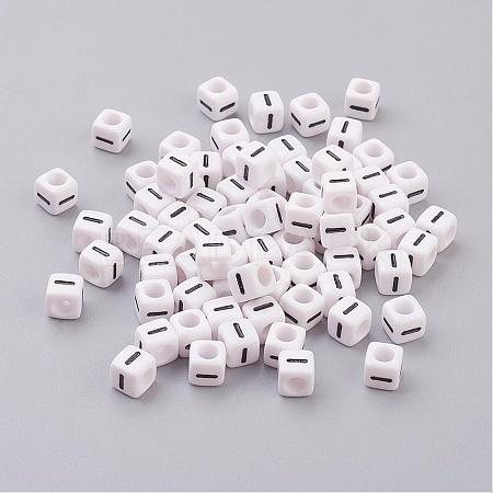 Acrylic Horizontal Hole Letter Beads PL37C9308-I-1