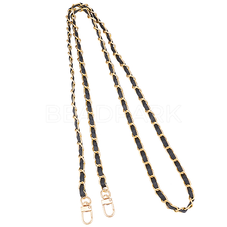 Zinc Alloy with PU Leather Chain Bag Strap AJEW-WH0472-65KCG-1