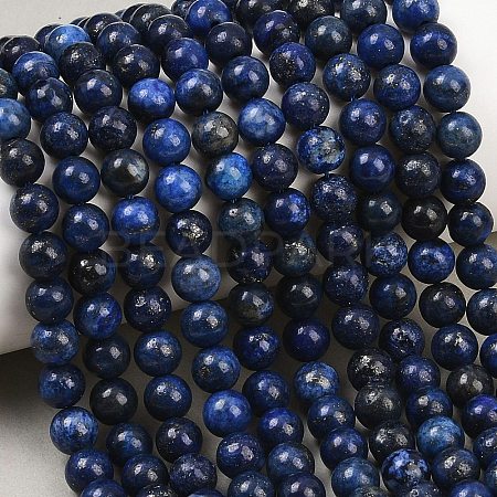 Dyed Natural Grade AA Lapis Lazuli Round Bead Strands X-G-M290-6mm-AA-1