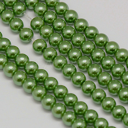 Eco-Friendly Dyed Glass Pearl Round Bead Strands X-HY-A002-10mm-RB074-1