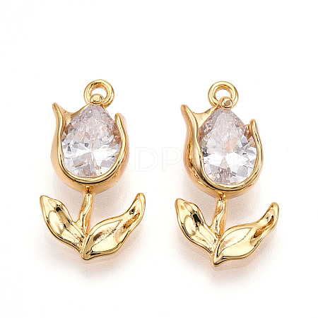 Brass Micro Pave Cubic Zirconia Pendants KK-N262-115B-G-1