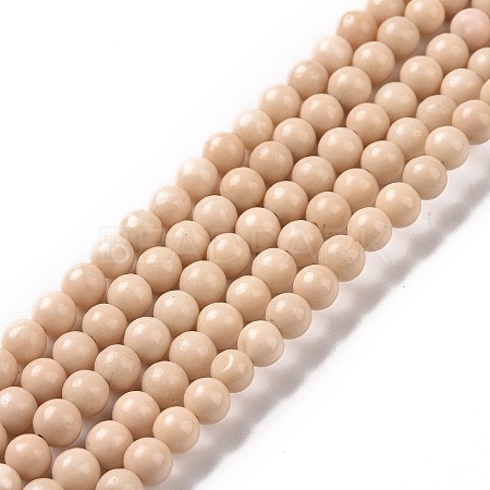 Natural Petrified Wood Round Beads Strands G-P128-49-4mm-1