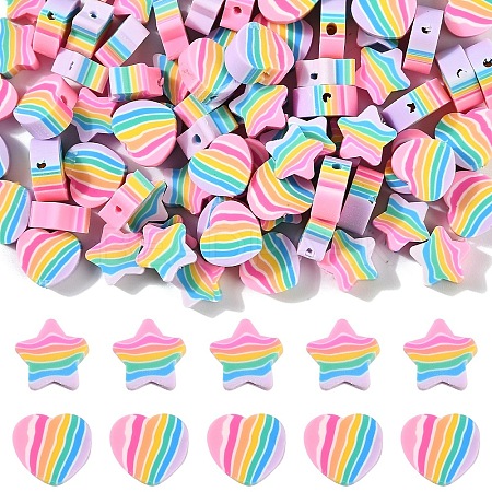 100Pcs 2 Styles Handmade Polymer Clay Beads CLAY-YW0001-97-1