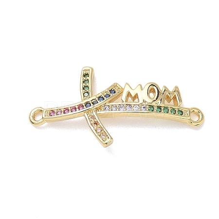 Mother's Day Brass Micro Pave Cubic Zirconia Links KK-T084-03A-G-1