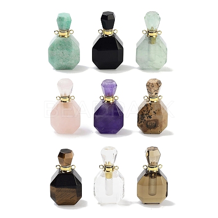 Natural Mixed Stone Perfume Bottle Pendants G-Q163-10G-1