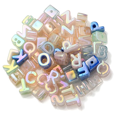 Opaque Rainbow Iridescent Acrylic Beads OACR-P010-23-1