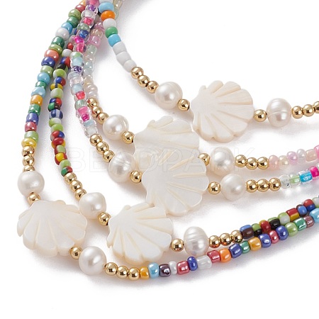 Natural Shell Beaded Necklaces NJEW-JN03286-1