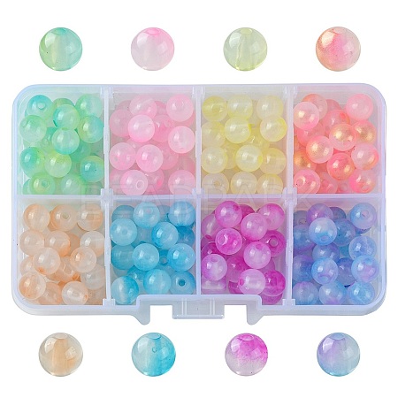 200Pcs 8 Colors Transparent Acrylic Beads OACR-YW0001-82-1