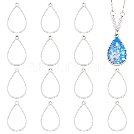 16Pcs 304 Stainless Steel Open Back Bezel Pendants FIND-UN0002-90A-1