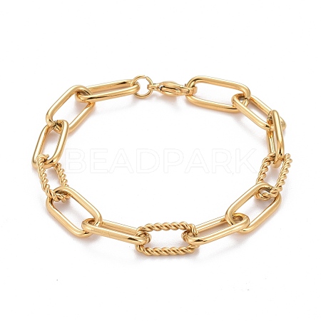 304 Stainless Steel Paperclip Chain Bracelets X-BJEW-F412-02G-1