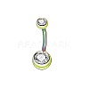 304 Stainless Steel Clear Cubic Zirconia 15 Gauge Round Belly Button Rings WGFD174-01-1