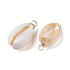 Natural Cowrie Shell Pendants PALLOY-JF00940-01-3