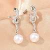 Snake Brass Micro Pave Cubic Zirconia Stud Earrings EJEW-K249-13P-1