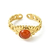 Natural Gemstone Horse Eye 304 Stainless Steel Cuff Open Rings for Women RJEW-JR01066-5