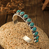 Bohemian Style Oval Alloy Synthetic Turquoise Beads Cuff Bangles for Women WG13159-02-1