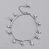 Brass Textured Star Charm Anklets AJEW-B005-04P-1