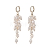 Natural Pearl Cluster Dangle Hoop Earrings EJEW-TA00202-1