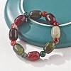 Natural Agate Bead Stretch Bracelets G-P570-01F-3