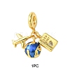 1Pc Travel Theme Brass Clear Cubic Zirconia European Dangle Charms KK-YW0002-70-1