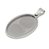 Non-Tarnish 201 Stainless Steel Pendant Cabochon Settings STAS-L279-012P-01-2