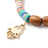 Natural Wood & Polymer Clay Heishi Beads Stretch Bracelets Set BJEW-JB07432-8