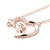 925 Sterling Silver Rabbit with Heart Pendant Necklace with Clear Cubic Zirconia for Women NJEW-E034-02RG-2