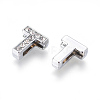 Alloy Initial Slide Charms with Grade A Rhinestones ALRI-R032-T-FF-2