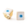 Square Enamel with Evil Eye Wide Band Finger Rings RJEW-A014-02G-02-1