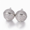 Brass Micro Pave Cubic Zirconia Magnetic Clasps with Loops ZIRC-L082-A-01-2