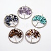 Tree of Life Natural & Synthetic Mixed Stone Bead Brass Wire Wrapped Big Pendants KK-L136-03-NR-1