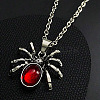 Halloween Spider Alloy Red Resin Pendant Necklaces FS-WG5275D-01-1