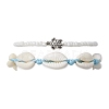 2Pcs 2 Style Glass Seed & Alloy Turtle Beaded Stretch Bracelets Set BJEW-JB09707-1