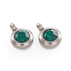 Trendy Original Color 304 Stainless Steel Grade A Rhinestone Flat Round Charm Pendants RB-M030-06T-1