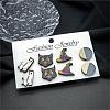 Halloween Whitch Hat Ghost Cat Wood Stud Earring Sets EJEW-OY002-03-5