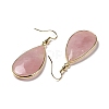 Natural Rose Quartz Dangle Earrings X-EJEW-L179-01F-2