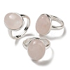 Natural Rose Quartz Oval Adjustable Rings RJEW-K371-07S-23-1