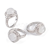 Natural Quartz Crystal Round Adjustable Rings RJEW-K271-04P-07-1