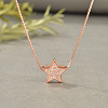 Star 925 Sterling Silver Micro Pave Clear Cubic Zirconia Pendant Necklaces for Women FS-WGE80D2-03-2