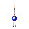 Flat Round with Evil Eye Glass Pendant Decorations EVIL-PW0002-04N-1
