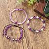 Natural Amethyst with Cat Eye Stone Bracelet Set for Women PW-WG80770-01-1