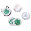 DIY 10Pcs Leaves Theme Coasters Diamond Art Painting Kit with Holder PW-WG9278E-01-3